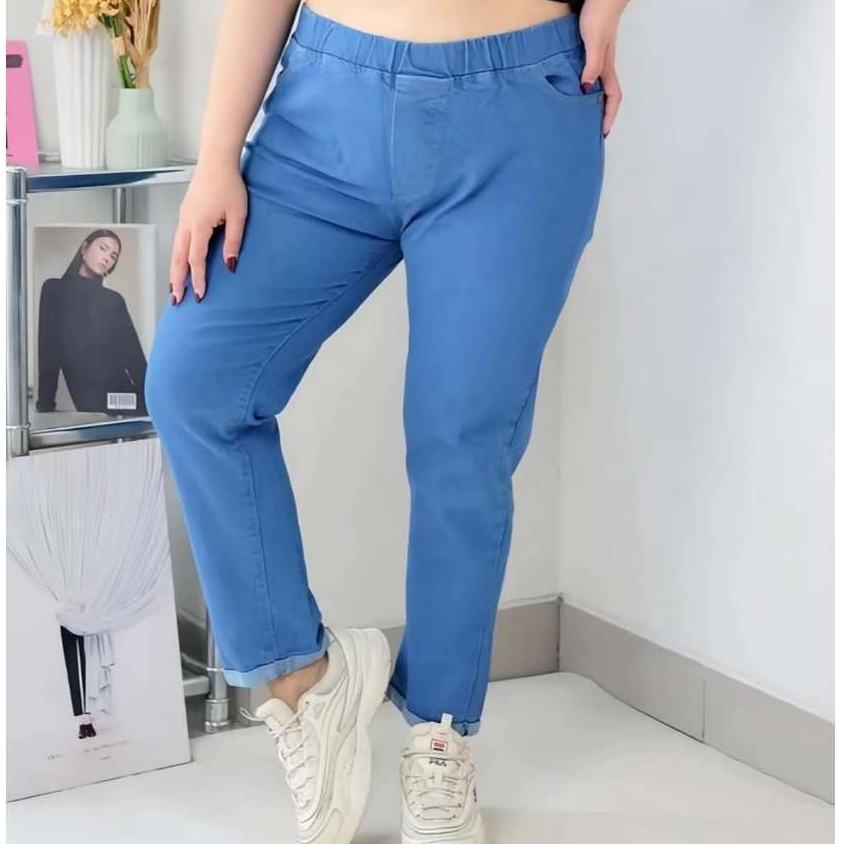IDN Jeans -  BOYFRIEND PINGGANG KARET JUMBO BIG SIZE 125 KG // CELANA BOYFRIEND BF PINGGANG FULL KAR