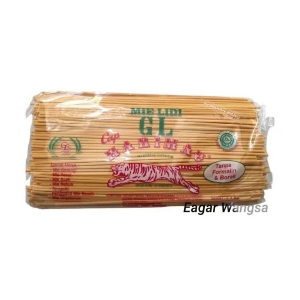 Mie Lidi GL Harimau Mentah Warna Kuning Isi 1 Bks 1 kg