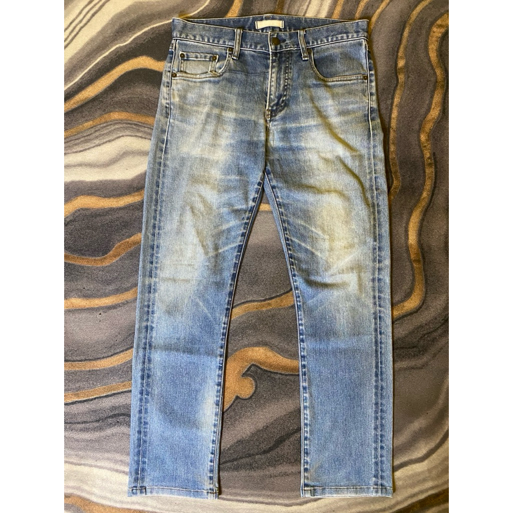 Celana Panjang Jeans Uniqlo Bluewashed Slim Fit Second Original