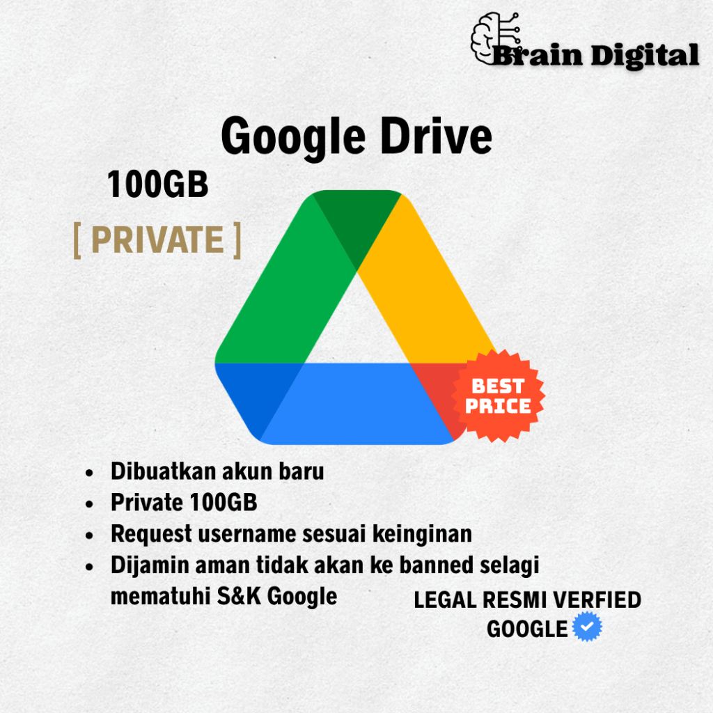 Gdrive 100GB Private -  Private Resmi Bergaransi BARU