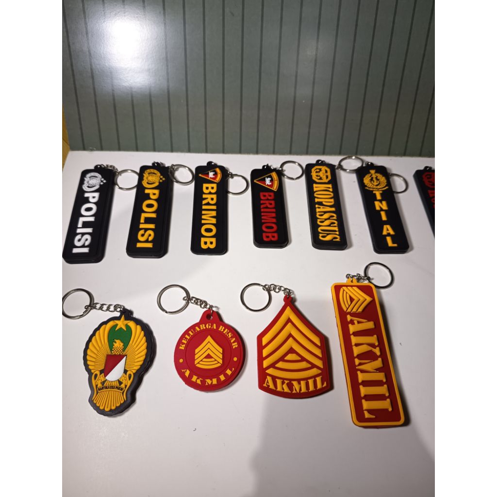 Patch rubber Gantungan kunci KARET POLISI/TNI AD/TNI AL/AKMIL/ KOPASSUS/INFANTERI/KOSTRAD/BRIMOB