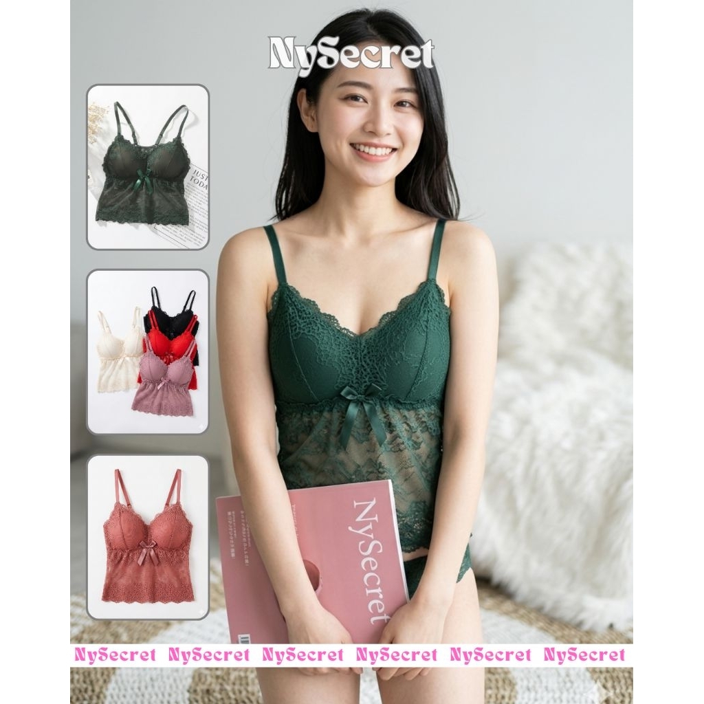 NySecret Lace Tank top Bra elegant, Camisole bra korean style