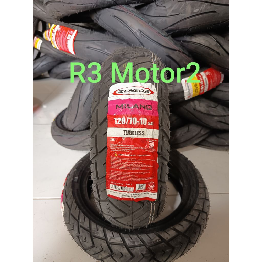 BAN TUBELESS ZENEOS 120/70-10 MILANO untuk matic belakang VESPA LX 125 , VESPA LX 150 , VESPA S 125 
