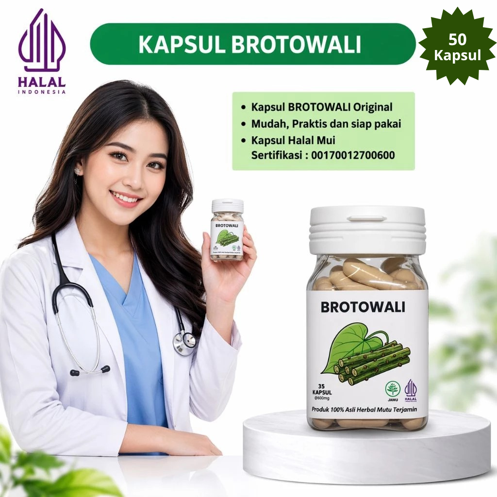 Kapsul Brotowali Original Isi 50 Kapsul - Gatal Kulit Eksim Alergi Biduran Herbal daun Jamu BPOM