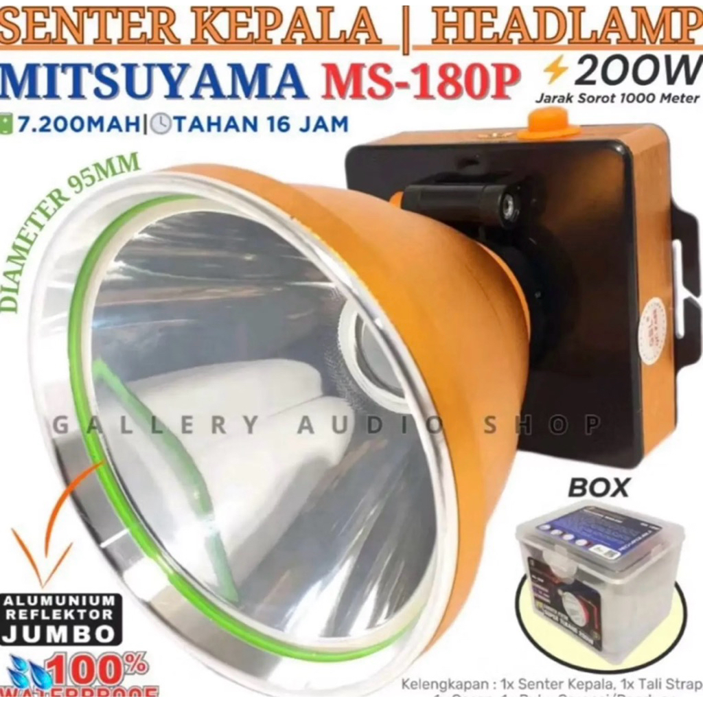 Senter Kepala Jumbo MITSUYAMA MS-180P 200 Watt | Senter Super Terang MITSUYAMA MS-180P