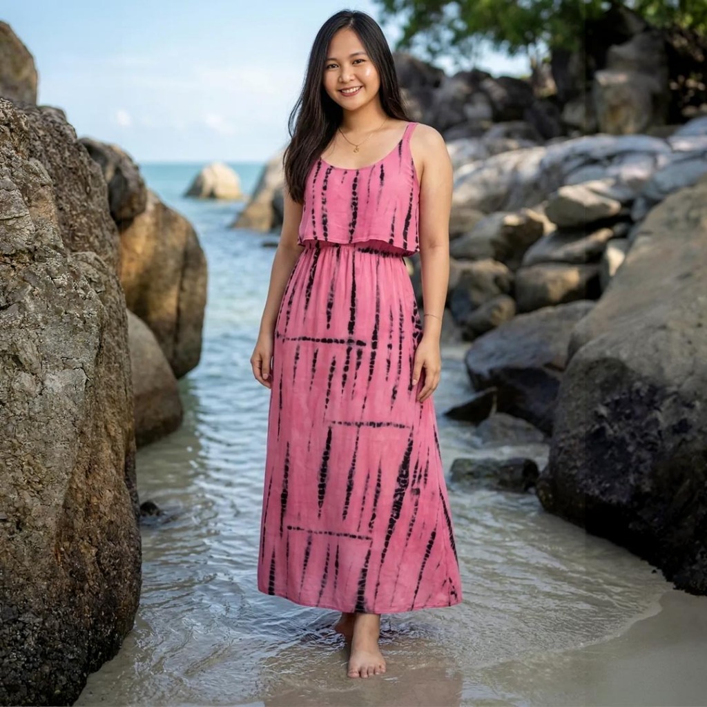 Dress pantai kepir panjang wanita rayon premium