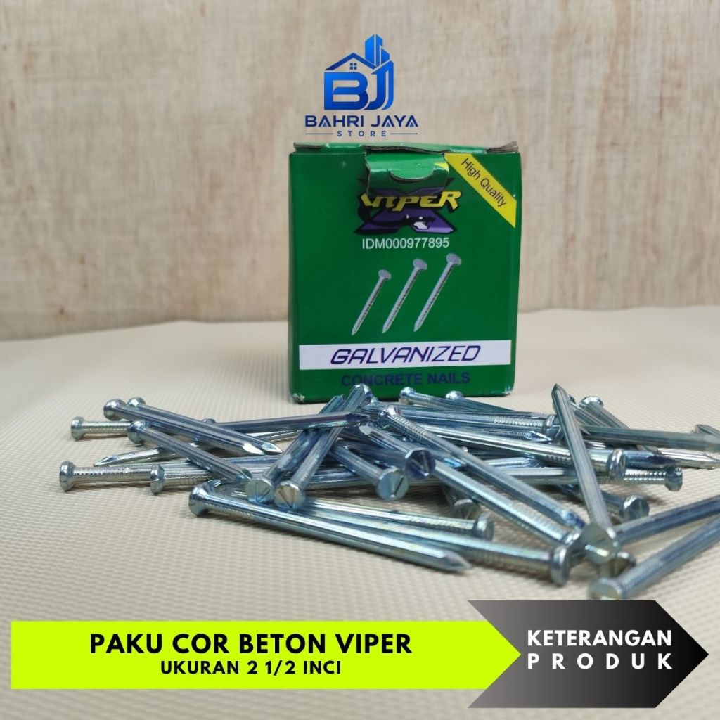 PAKU COR BETON 2 1/2 INCI VIPER - PAKU BRTON PUTIH - PAKU BETON GALVANIS
