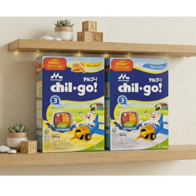 SUSU BUBUK MORINAGA CHIL GO 1+ ATU 3+ RASA VANILA / MADU 950GR / SUSU BAIK UNTUK PERTUMBUHAN SI KECI