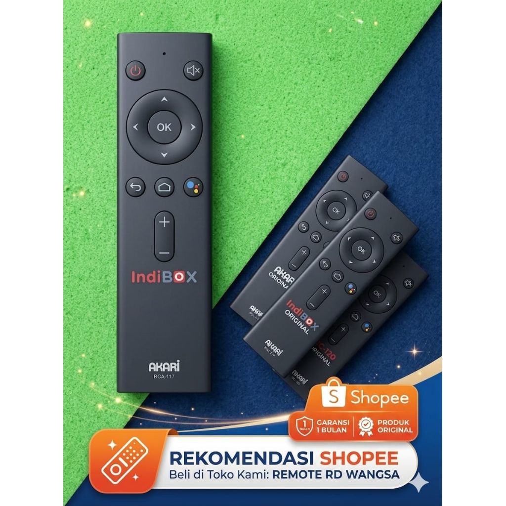 REMOTE STB INDIBOX AKARI RCA-117 ORIGINAL100% KONDISI BARU