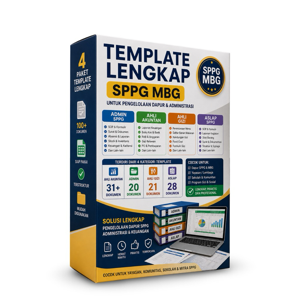 Paket Lengkap Template SPPG MBG Admin | Akuntan | Ahli Gizi & Aslap Dapur