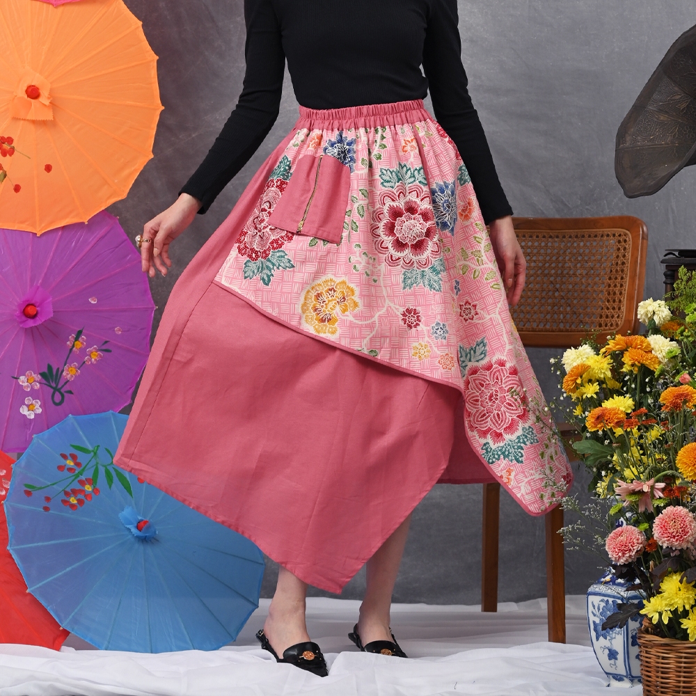 NONA RARA - Vini Encim Pink P0691, Rok batik wanita modern