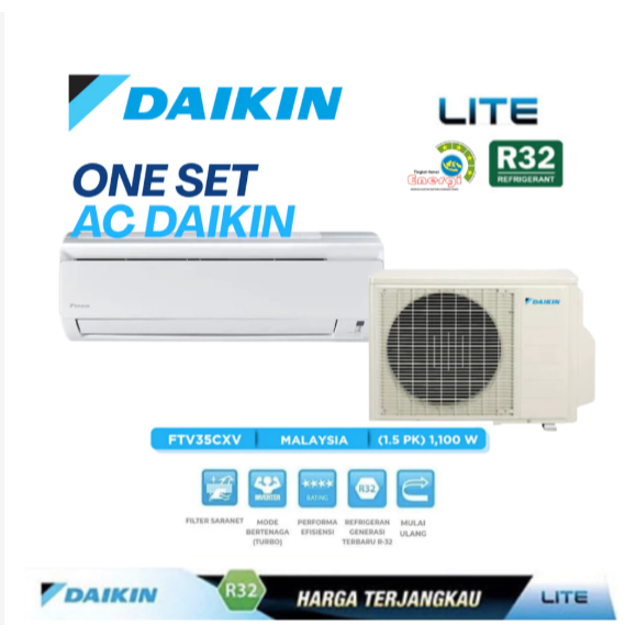 AC DAIKIN 1,5 PK FTV35CXV14 MADE IN MALAYSIA ( INDOOR+OUTDOOR )