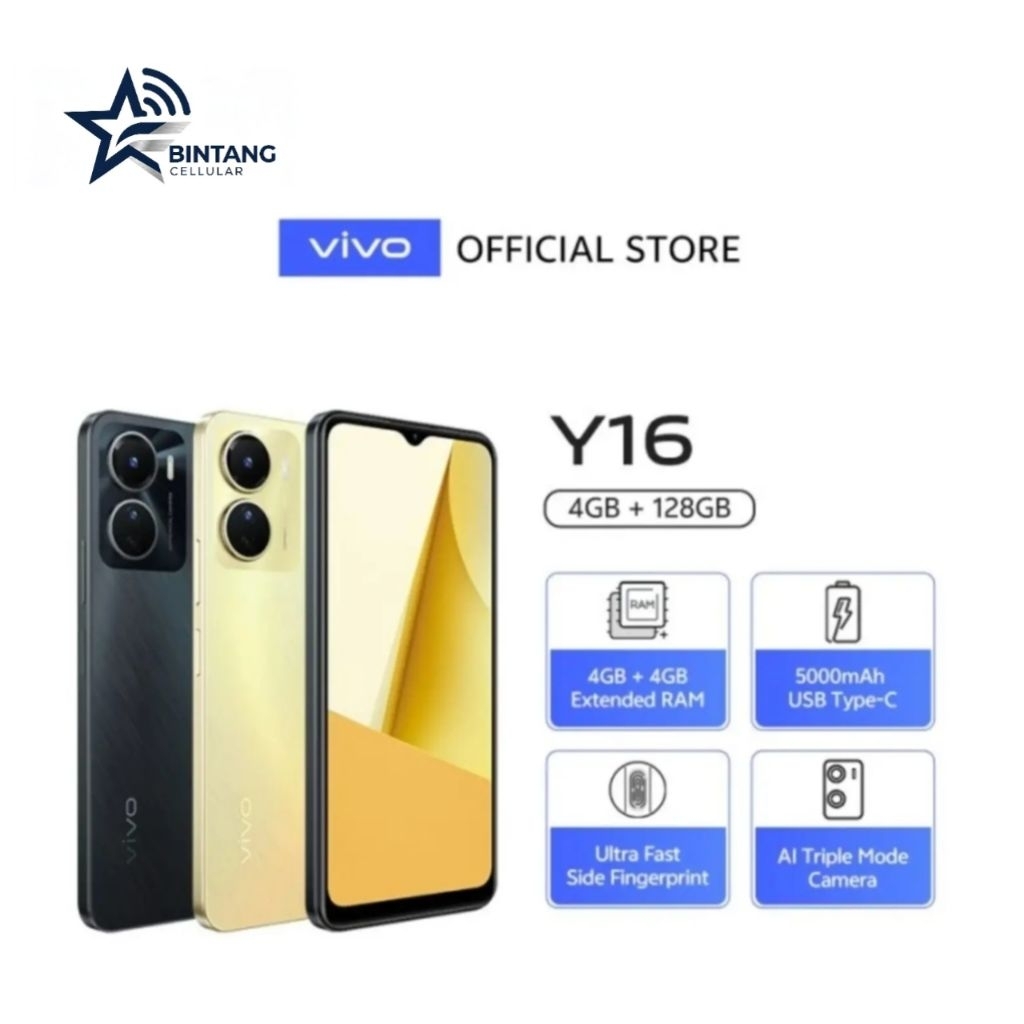 HP VIVO Y16 4/128 GB - VIVO Y16 RAM 4GB INTERNAL 128GB GARANSI RESMI