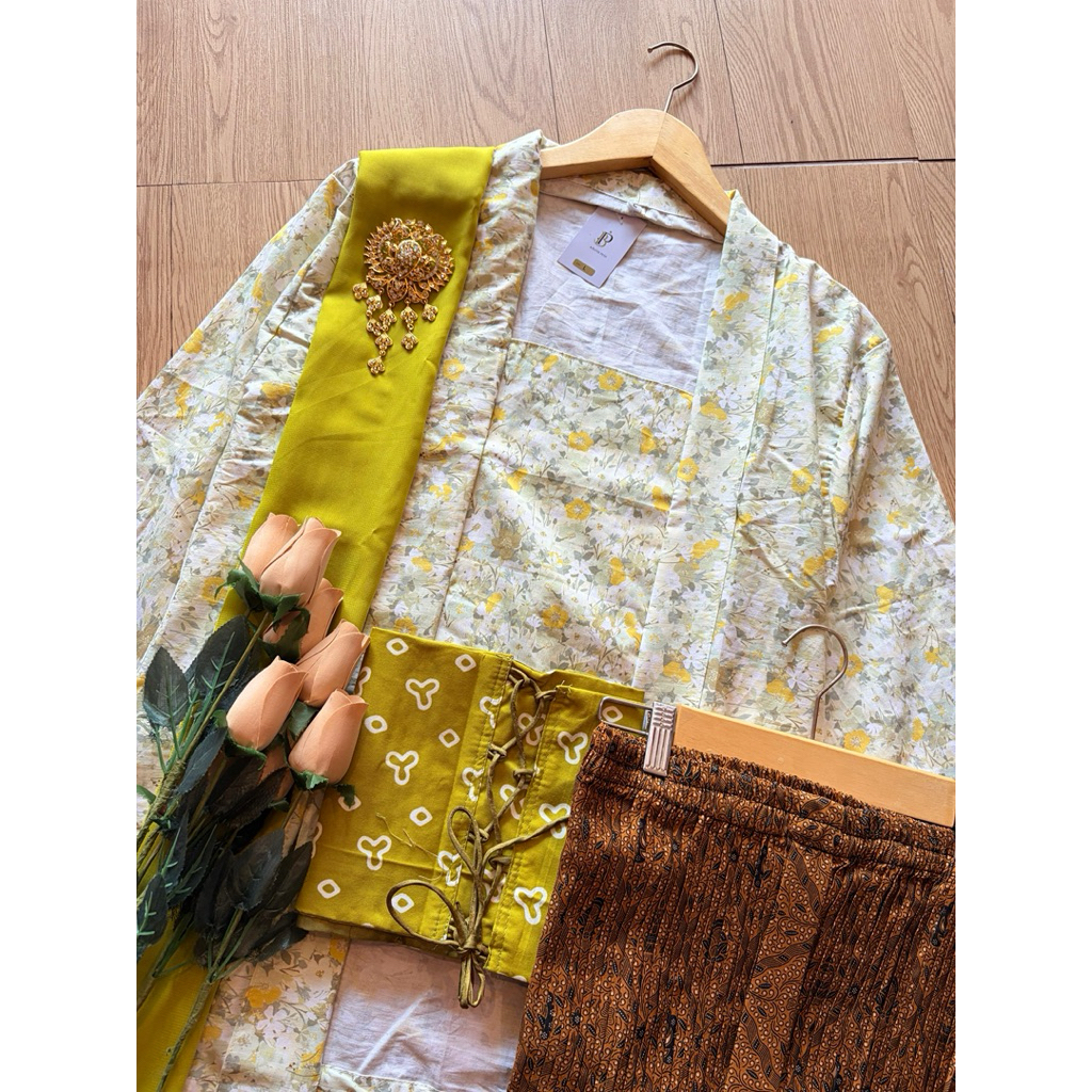 Kebaya Hijau Bunga Anjani (Atasan Saja) Bridesmaids Adat Jawa Size Small Super Jumbo Modern Kutubaru