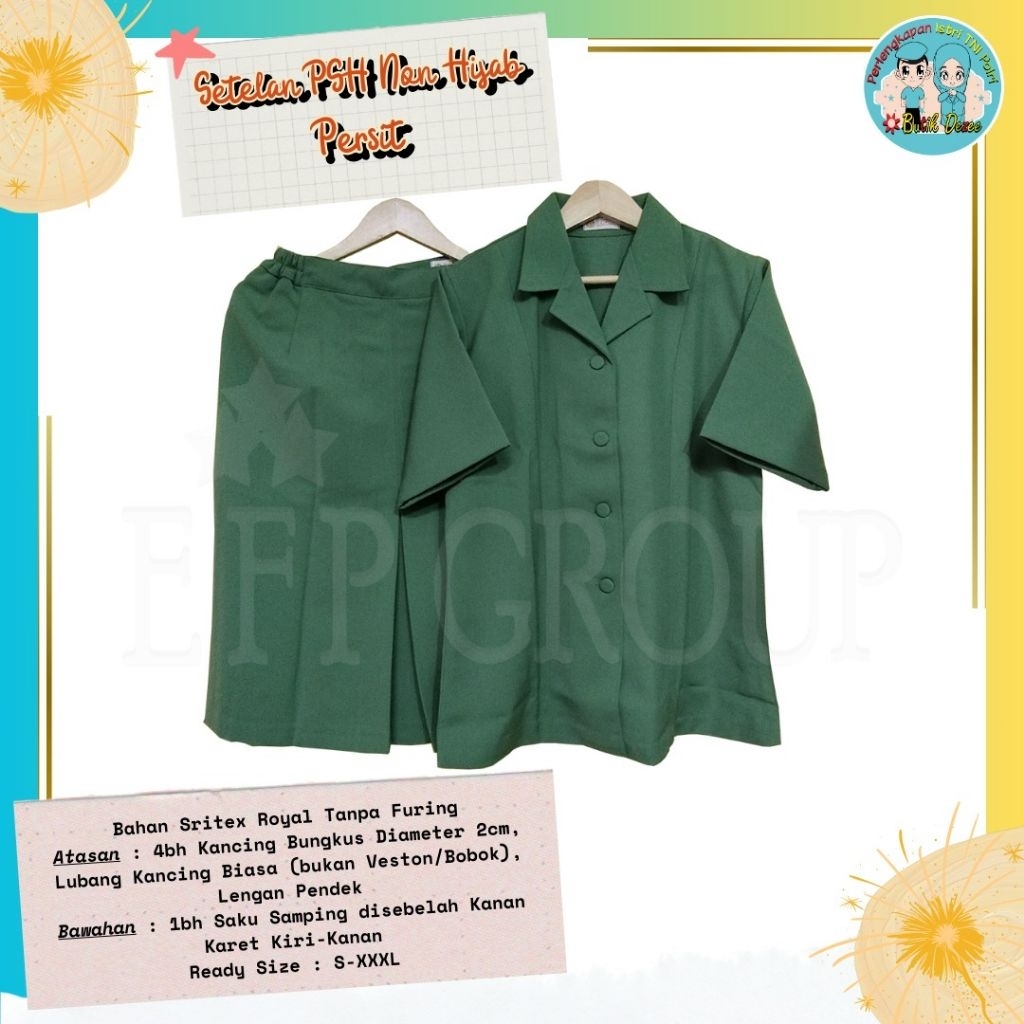 SETELAN PSH/PSL PENDEK PERSIT BAHAN SEMIWOOL