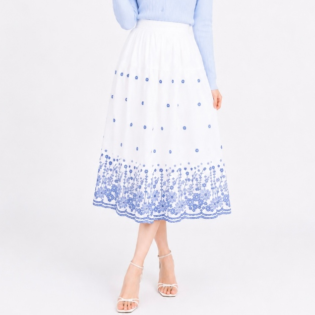 MKY CLOTHING YUNAE ROK MIDI BORDIR BUNGA PINGGANG KARET