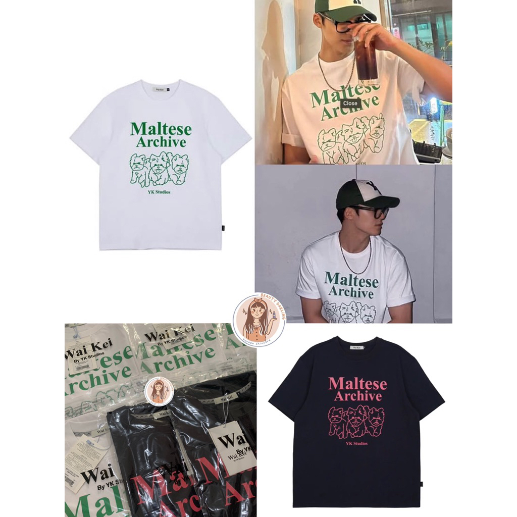 READY STOCK WAIKEI MALTESE ARCHIVE TEE IN WHITE GREEN & BLACK PINK [MINGYU SEVENTEEN PICK]