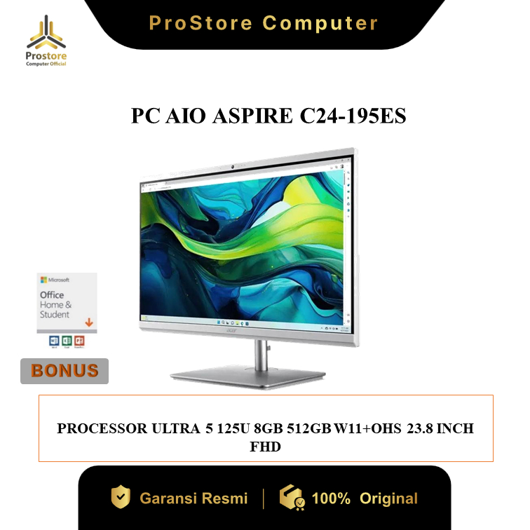 ACER AIO ASPIRE C24-195ES INTEL ULTRA 5 125U 8GB 512GB SSD W11+OHS 23.8" FHD 1Y - PC ALL IN ONE PC R