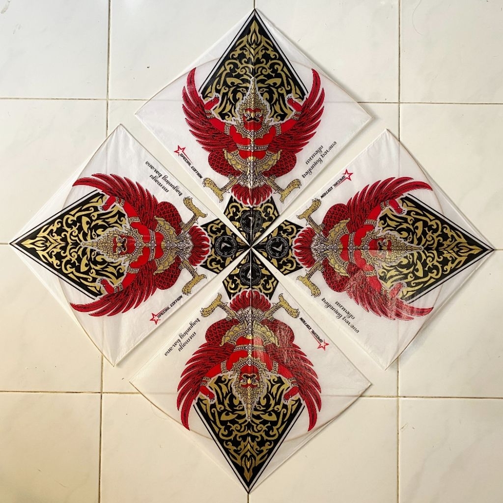 Layangan Sukhoi Super Aduan - Bahan Kertas Minyak Putih Sablon