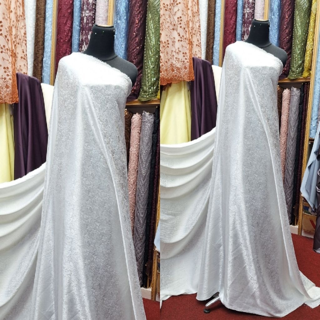 (COD)-Kain bahan armani jaguard silk halus lembut premium | Kain armani jaguard silk original import