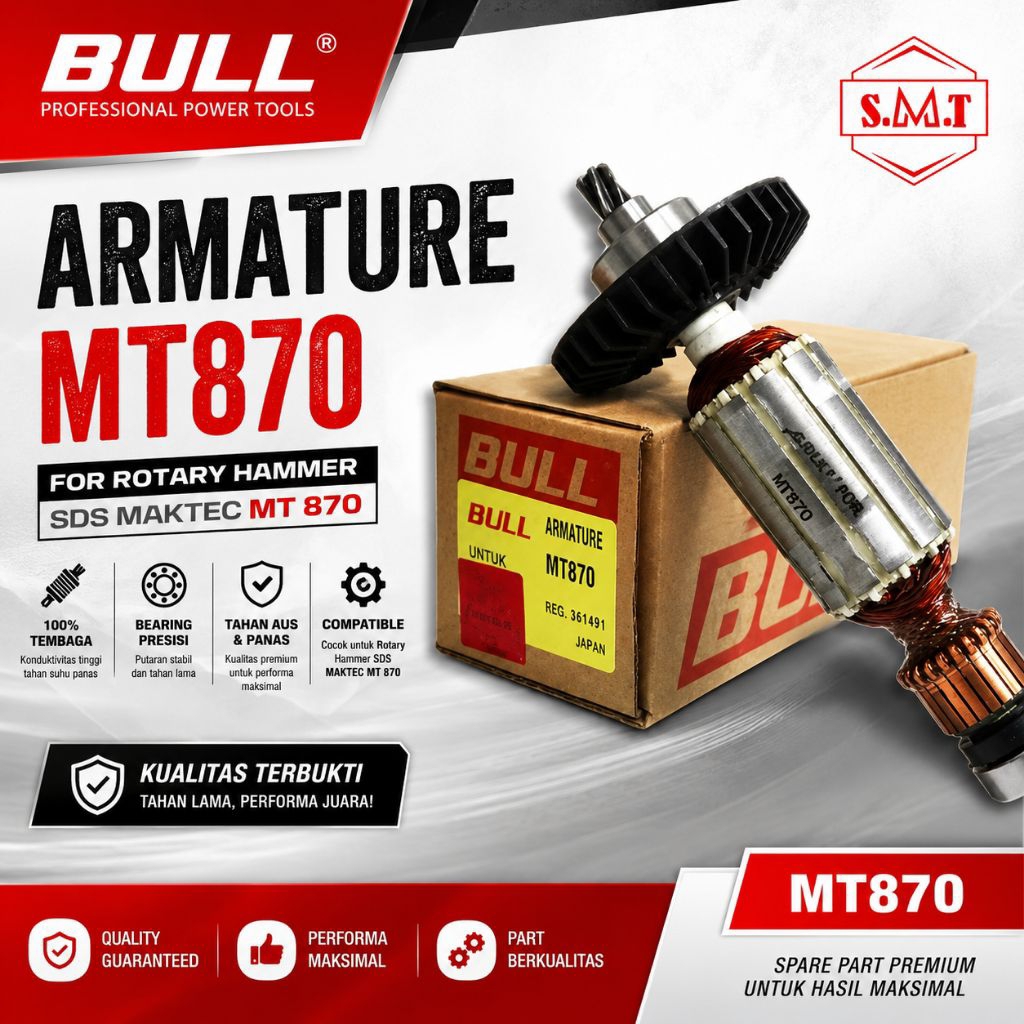 BULL Armature MT870/MT871 Maktec Angker Rotary Hammer Drill Makita M8700 M8701