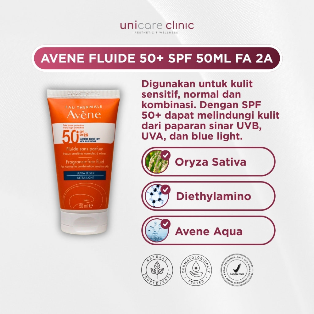 Avene Fluid SPF 50 Sunscreen 50ml / Sunblock SPF 50 / Sunscreen Kulit Sensitif / Sunscreen Kulit Nor