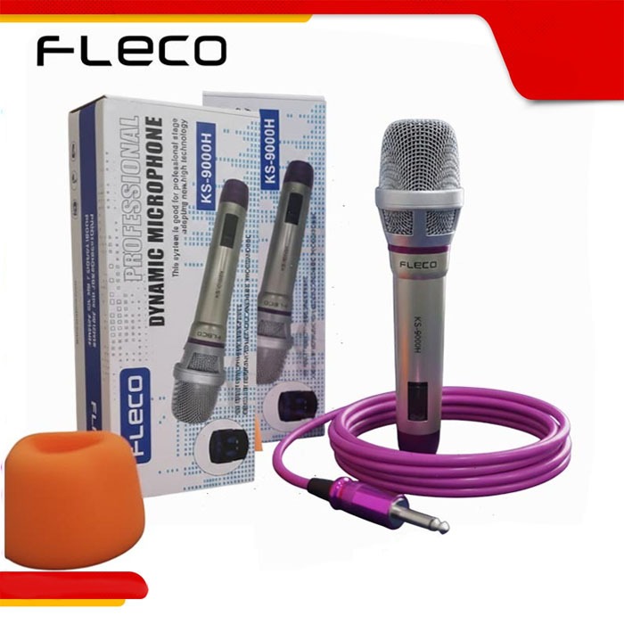 Microphone Fleco KS-9000H Original - Mic Kabel Professional High Quality untuk Karaoke