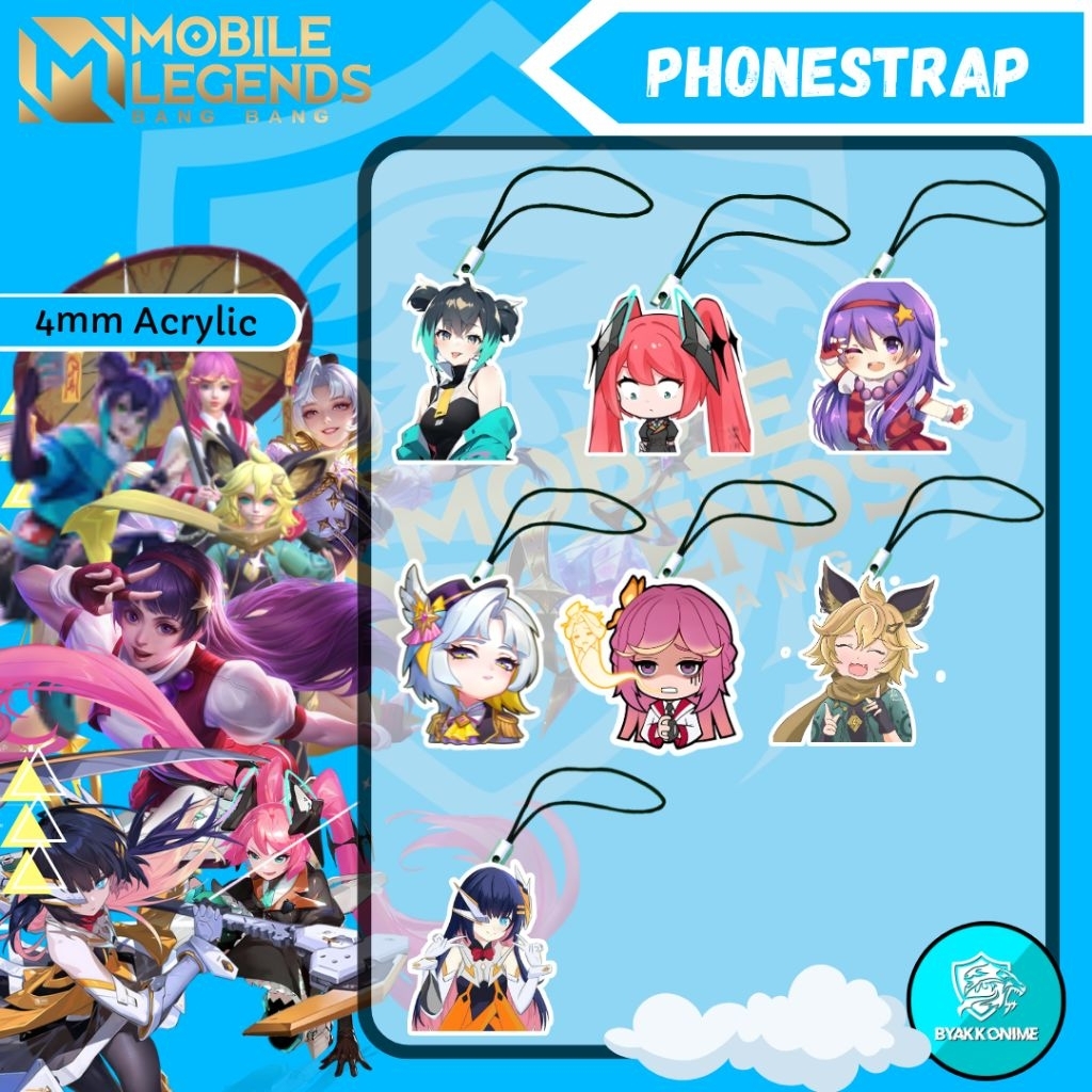 PHONE STRAP HP ANIME - Mobile Legend Hero PhoneStrap Acrylic | Wanwan, Layla, Guinevere, Zhuxin, Kag