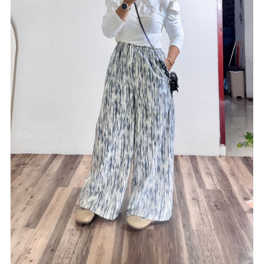 kulot motif abstrak wanita premium | celana motif abstrak jumbo haighwaist | kulot motif abstrak eve