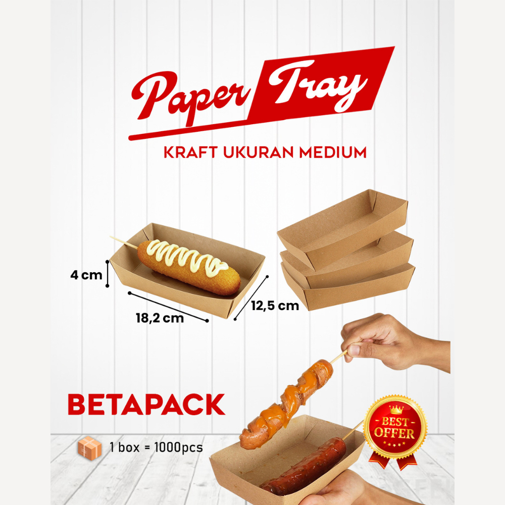 PAPER TRAY KRAFT M BETAPACK ISI 50 PCS (KOTAK MAKAN TANPA TUTUP)