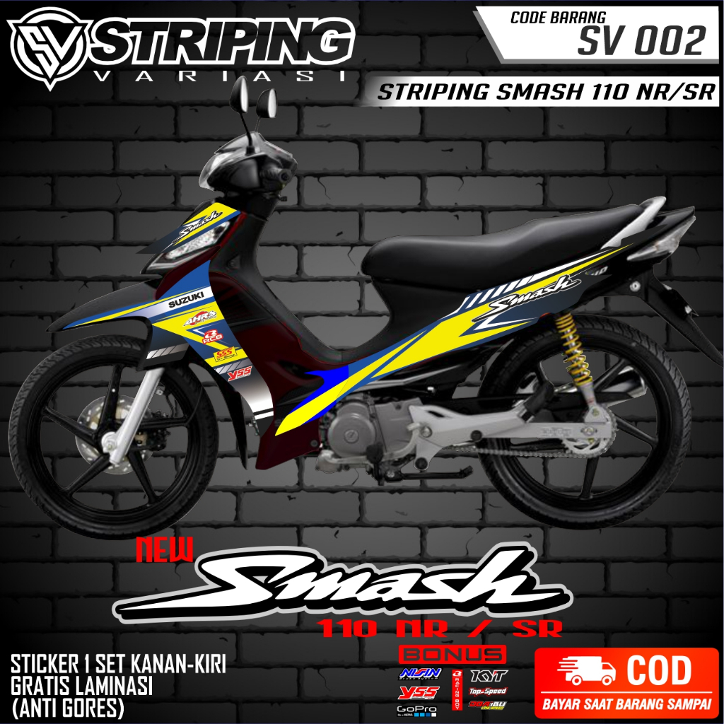 STRIPING NEW SMASH 110 NR/SR WARNA TERBARU | STICKER SET KANAN KIRI | STICKER SEMI FULLBODY [SV 002]