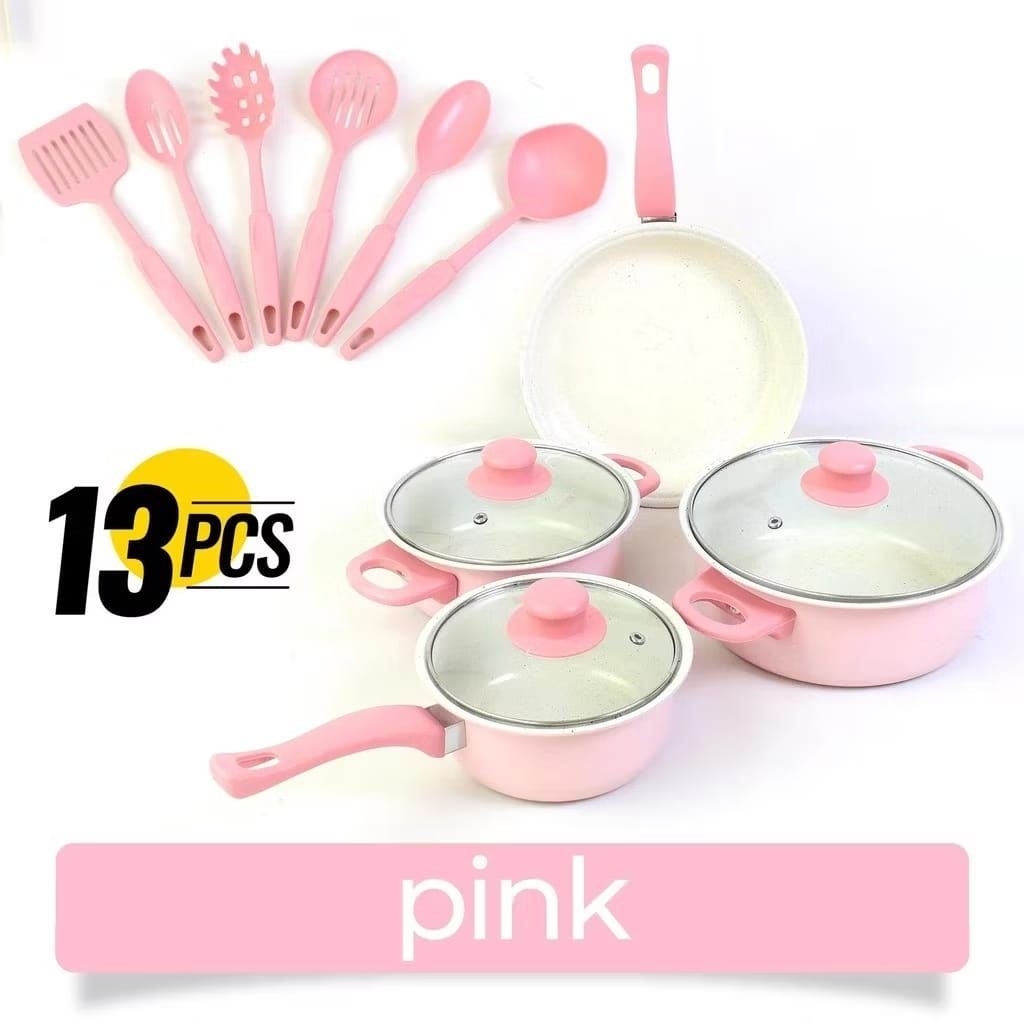 Panci Set Wajan Penggorengan Spatula Set Isi 13Pcs 1 Set Frypan Saucepan