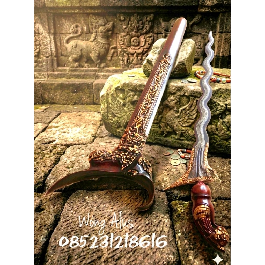 keris sengkelat luk 13 kinatah lapis sepuh emas