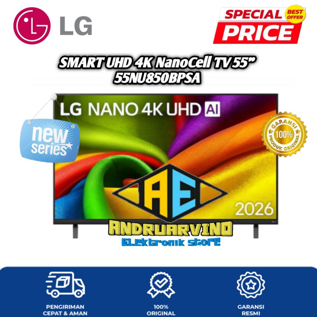 LG TV 4K UHD NANOCELL 55 INCH 55NU850BPSA UHD 4K SMART TV AI GARANSI RESMI