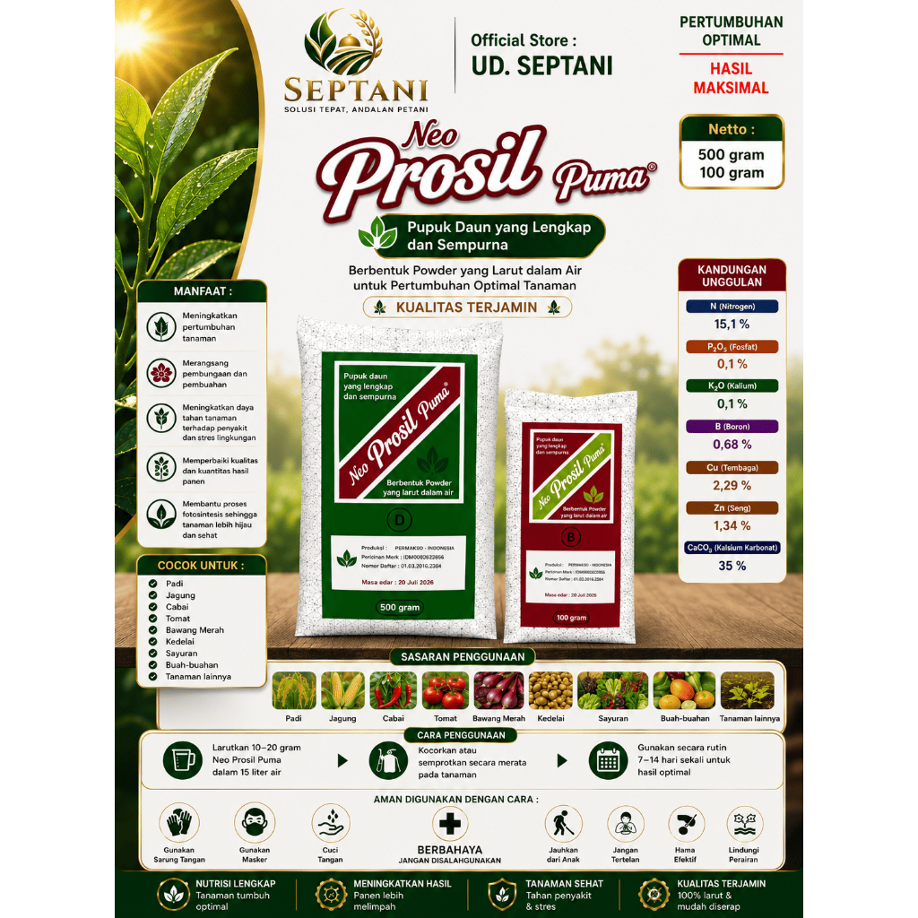 Pupuk Neo Prosil Puma Pupuk Daun Lengkap & Larut Air untuk Pertumbuhan Tanaman Optimal