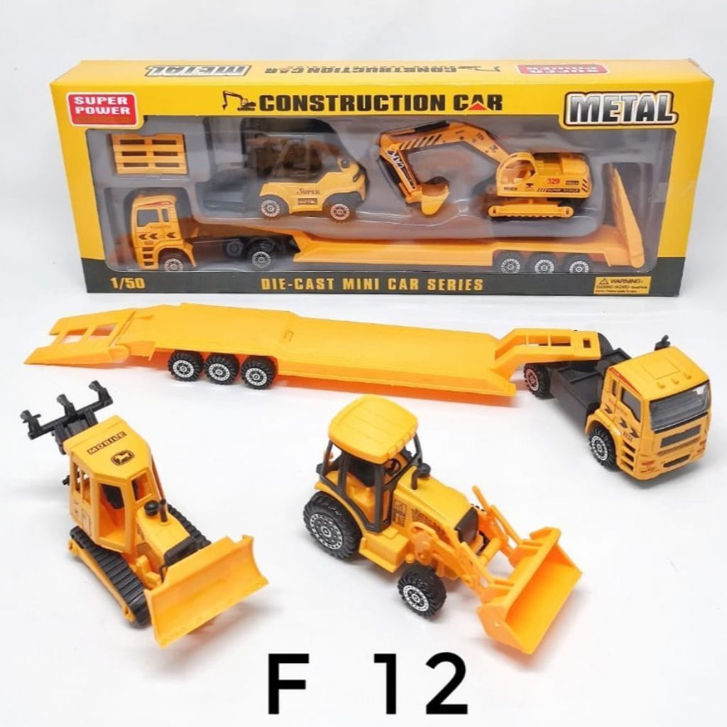 Diecast Set Construction Alloy F12 Mainan Miniatur Truck Excavator Forklift Metal Diecast Constructi