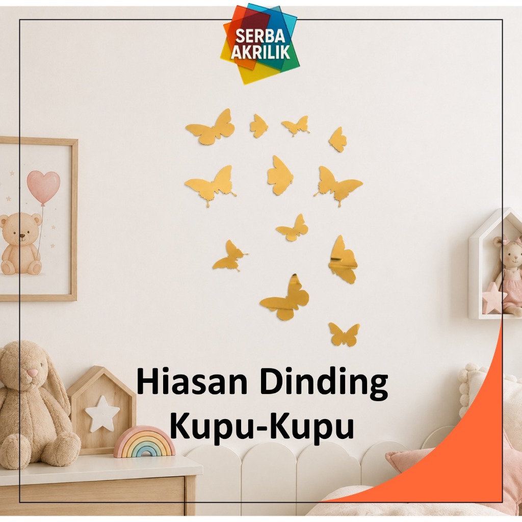Hiasan Dinding Kupu-kupu Akrilik Mirror Gold | Walldecor Cantik Aestetic