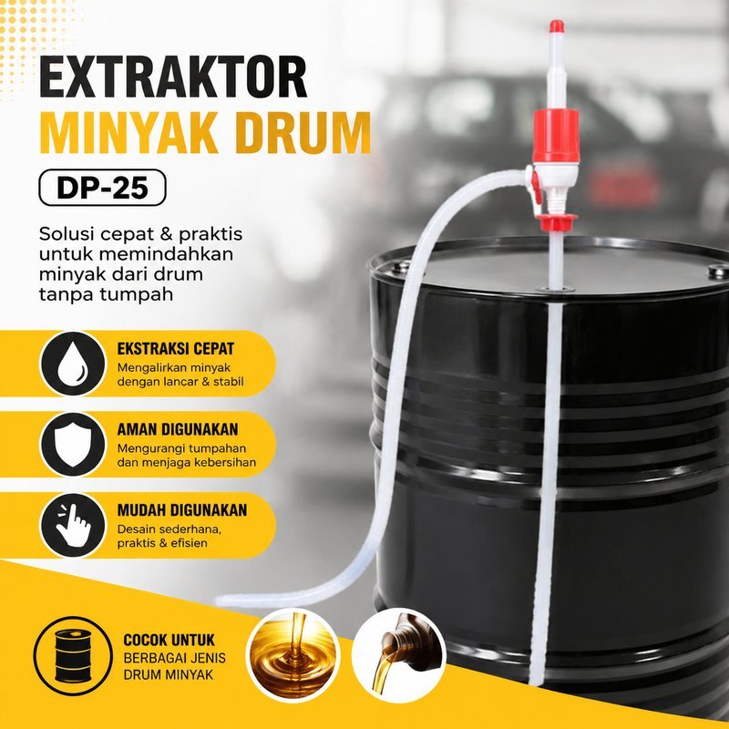 Pompa Cairan Manual DP-25 Selang Transfer Oli Minyak Air Dari Drum Galon Jerigen Plastik
