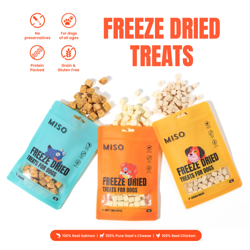 MISO Freeze Dried Treats for Dogs  | Cemilan Sehat Anjing Pet Doggy Chicken Salmon Goat Cheese