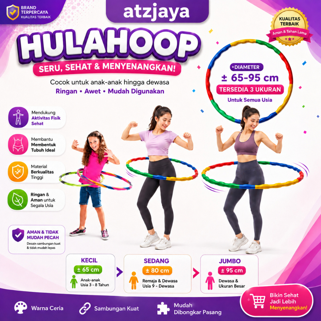 Atzjaya - Mainan Anak Hulahoop Hulahop - Olahraga Sehat - Holahoop Holahop Anak Anak Remaja & Dewasa