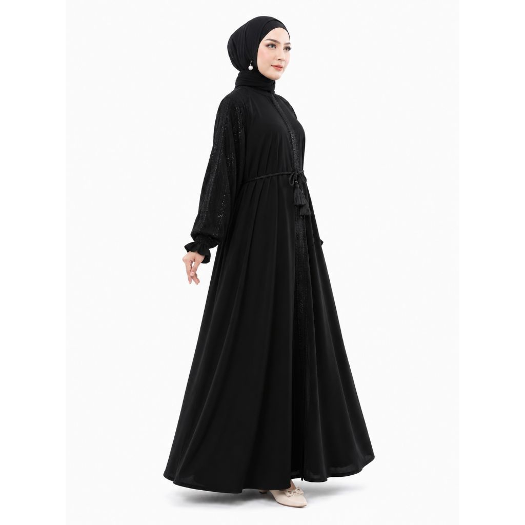 HOT DEALS GAMIS ABAYA HITAM ELEGAN PREMIUM TSAMIRA DRESS MUSLIMAH SYARI MODERN JUMBO JETBLACK