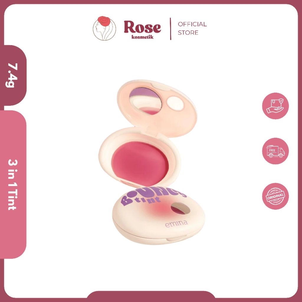 Emina Bouncy Tint 3 in 1 Lip, Cheek & Eye | Blurry Lip Color, Lasting Stain, SPF 15 PA+++ Blush On L
