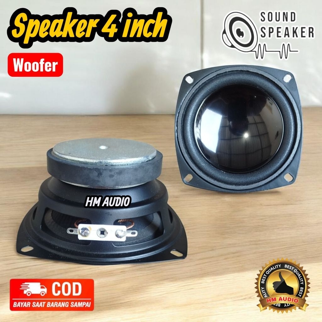 Speaker 4 inch magnet besar silver , hitam daun cekung