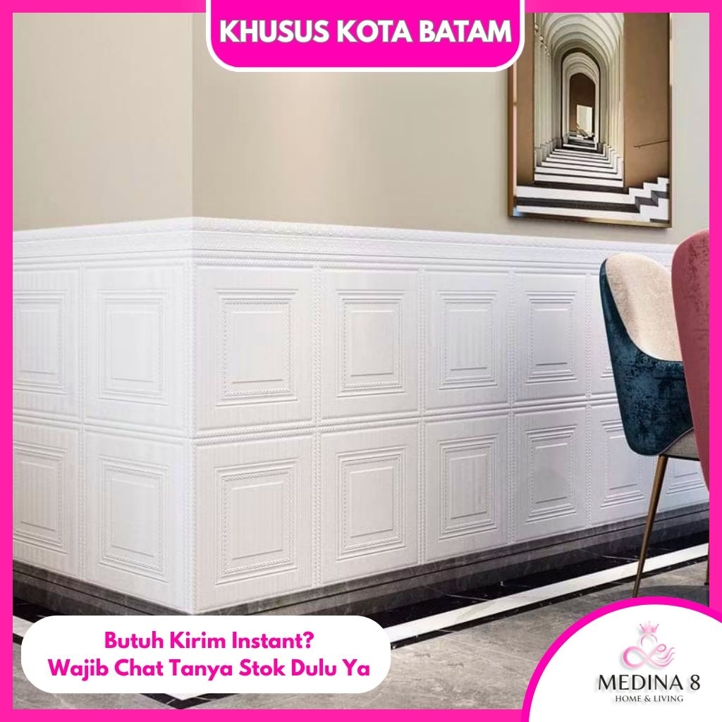 [BISA INSTAN] Wallpaper PLAFON DAN DINDING 3D Foam Motif Kotak 70x70cm dengan Lem Lengket Kuat -  St