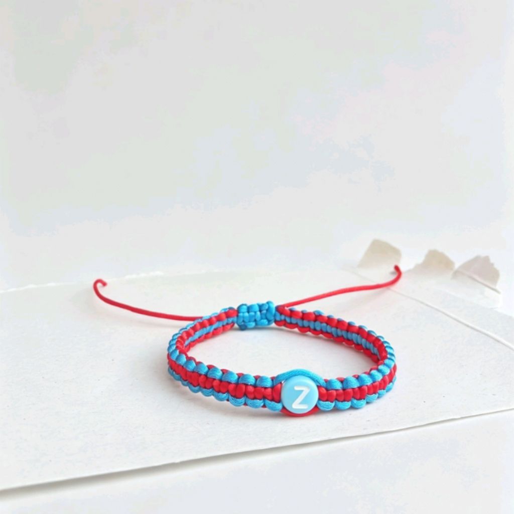 Gelang rajut tali satin cina inisial huruf nama