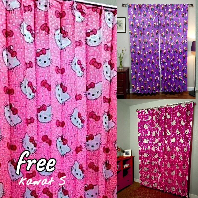 Gorden Jendela Kamar anak/Tirai Plisket motif Karakter Doraemon Hellokitty  keropi murah meriah