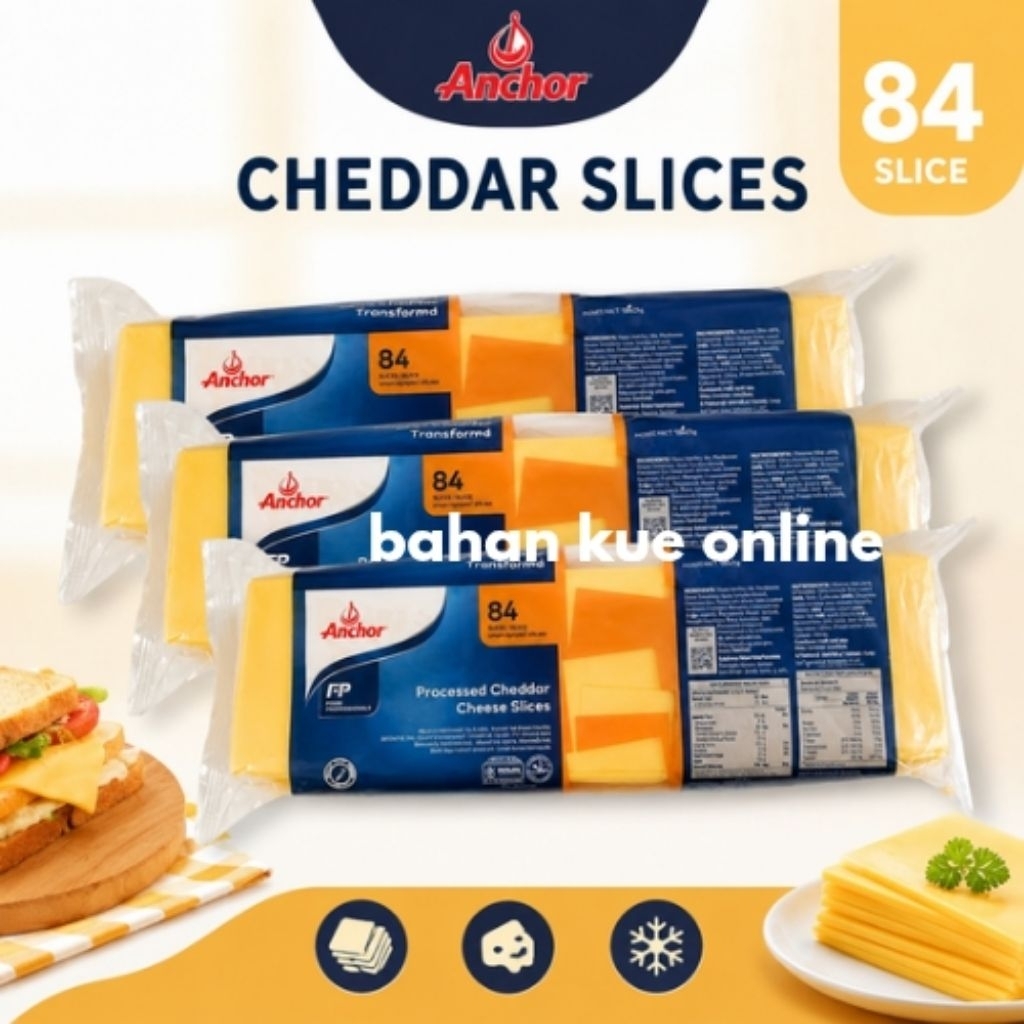 Anchor cheddar cheese slice keju slice 84 slice