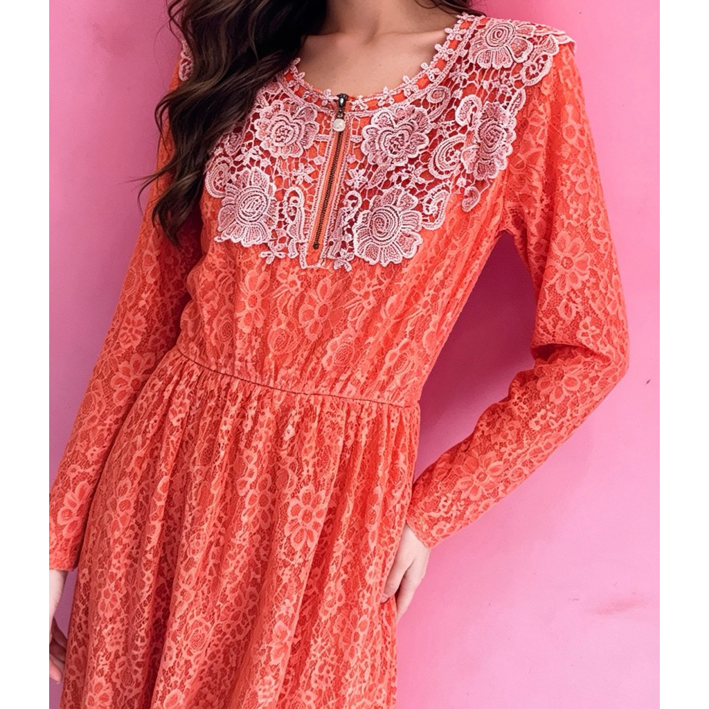 dress gamis wanita warna orange