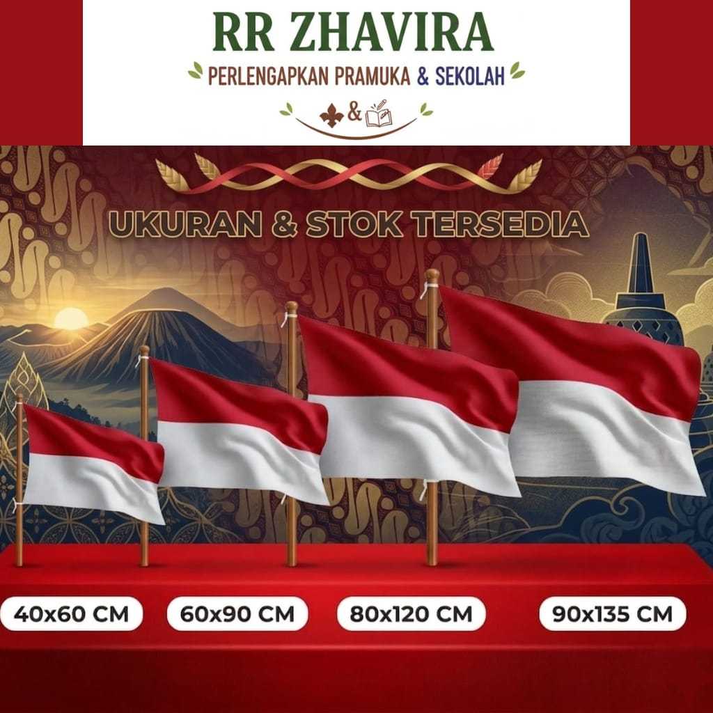 Bendera merah putih kain satin peles