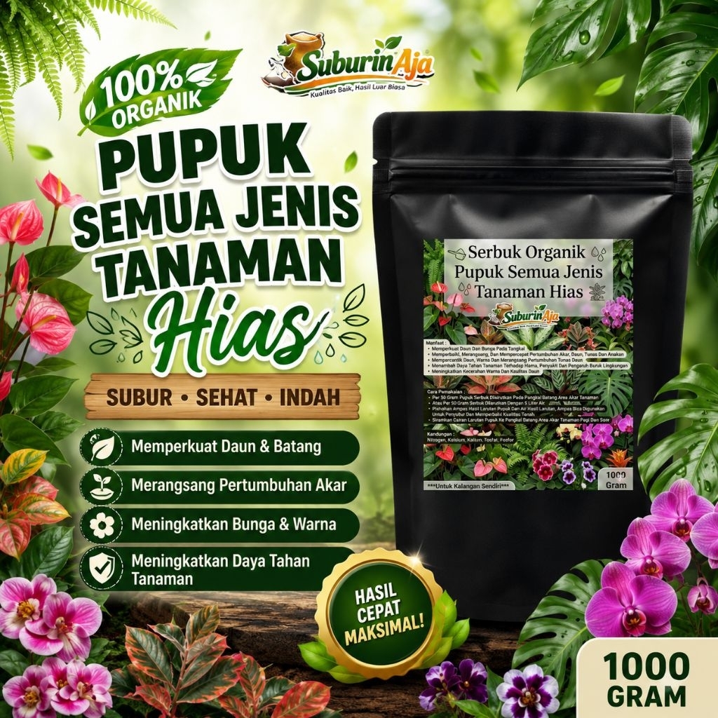 Pupuk Organik Tanaman Hias 1 Kg SuburinAja Perangsang Akar dan Bunga